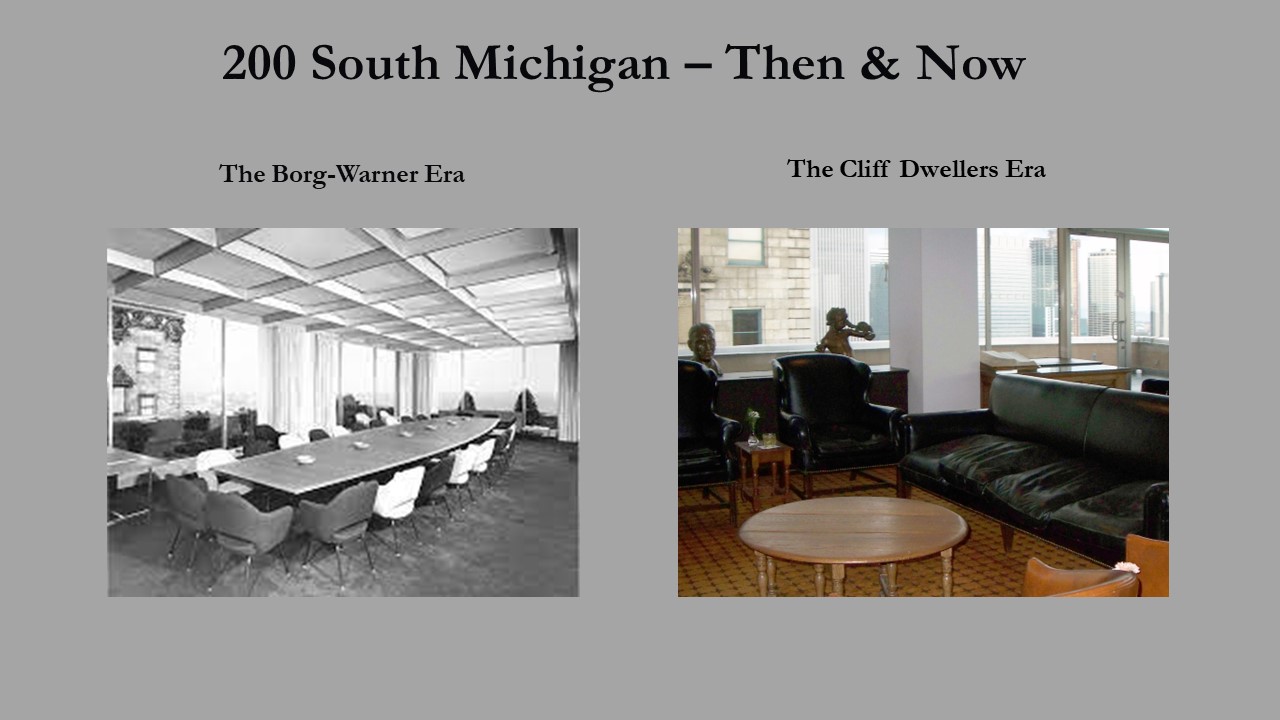 1996 Before & After: Borg Warner's Penthouse Boardroom & the Club's Fireplace Lounge