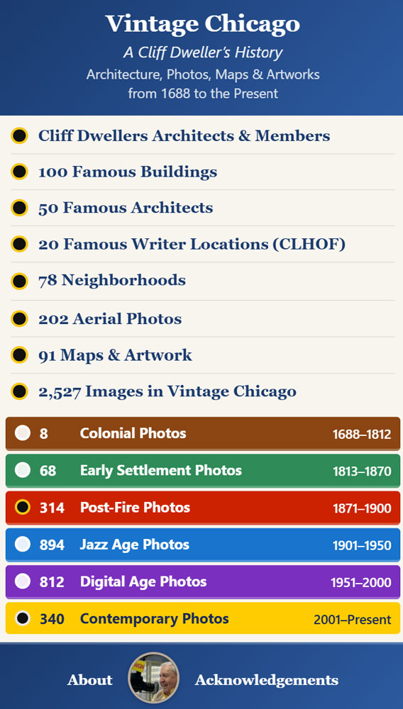 Visual of the Vintage Chicago page's menu